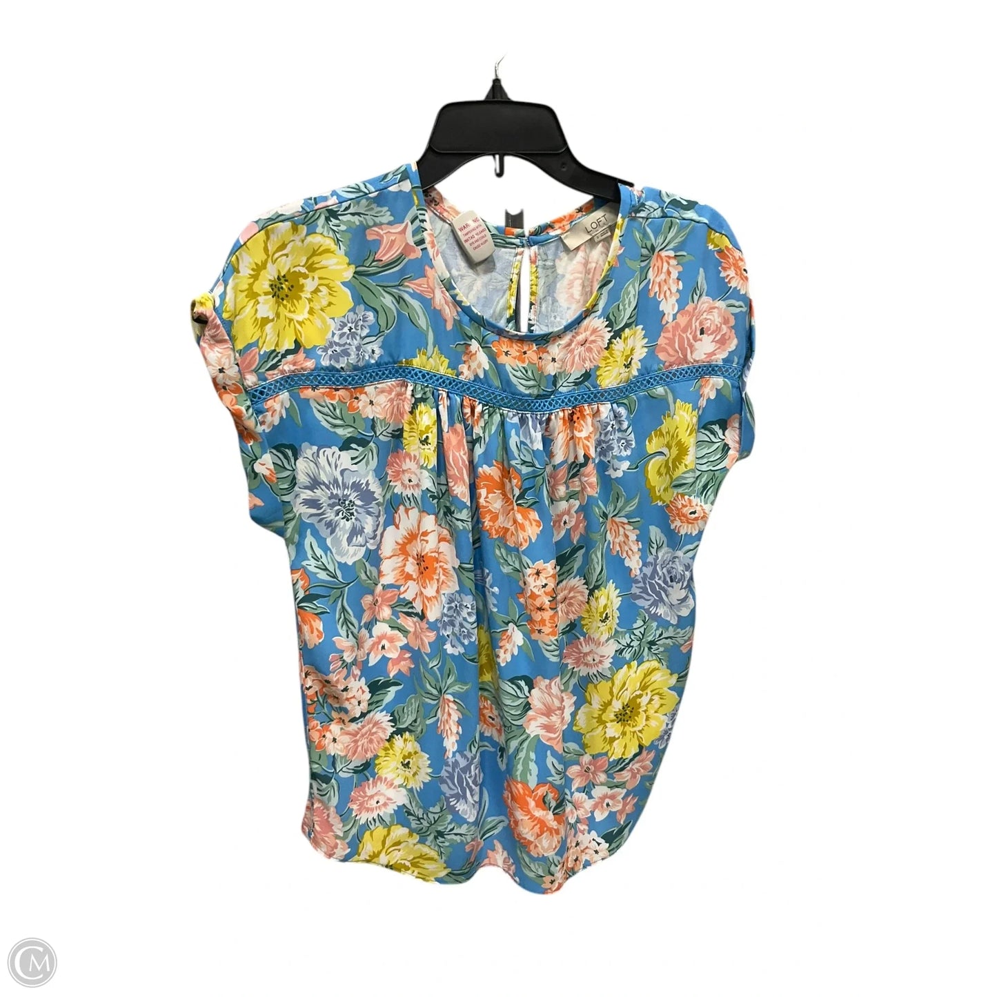 Top Short Sleeve By Loft In Blue & Yellow, Size: S