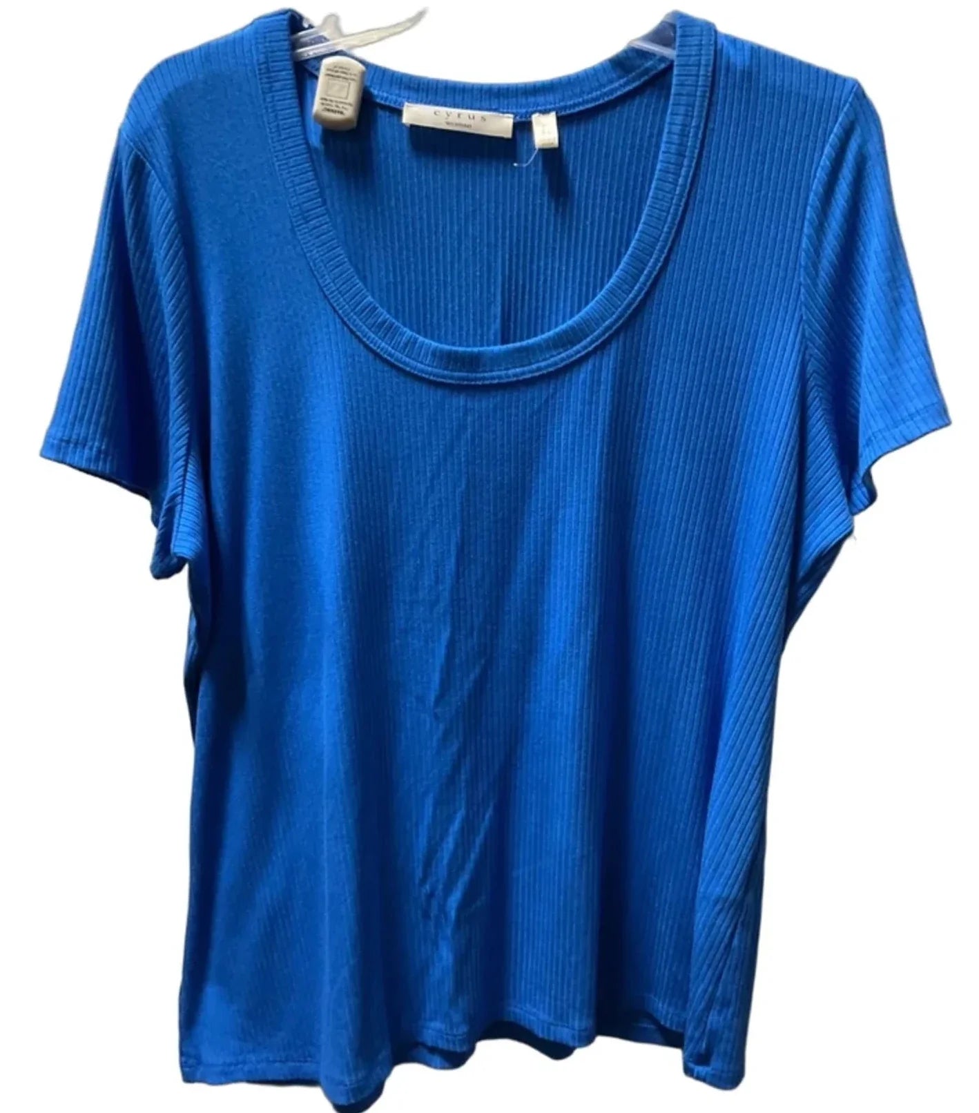 Top Short Sleeve By Cyrus In Blue, Size: 1x