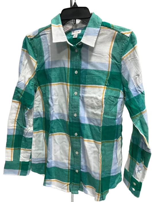 Top Long Sleeve By J. Crew In Plaid Pattern, Size: S