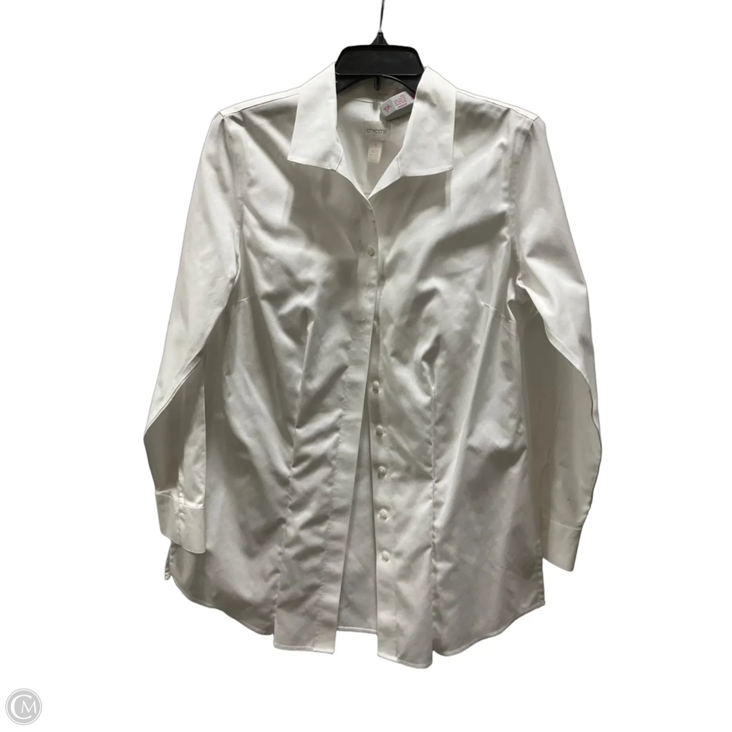Blouse Long Sleeve By Chicos In White, Size: M