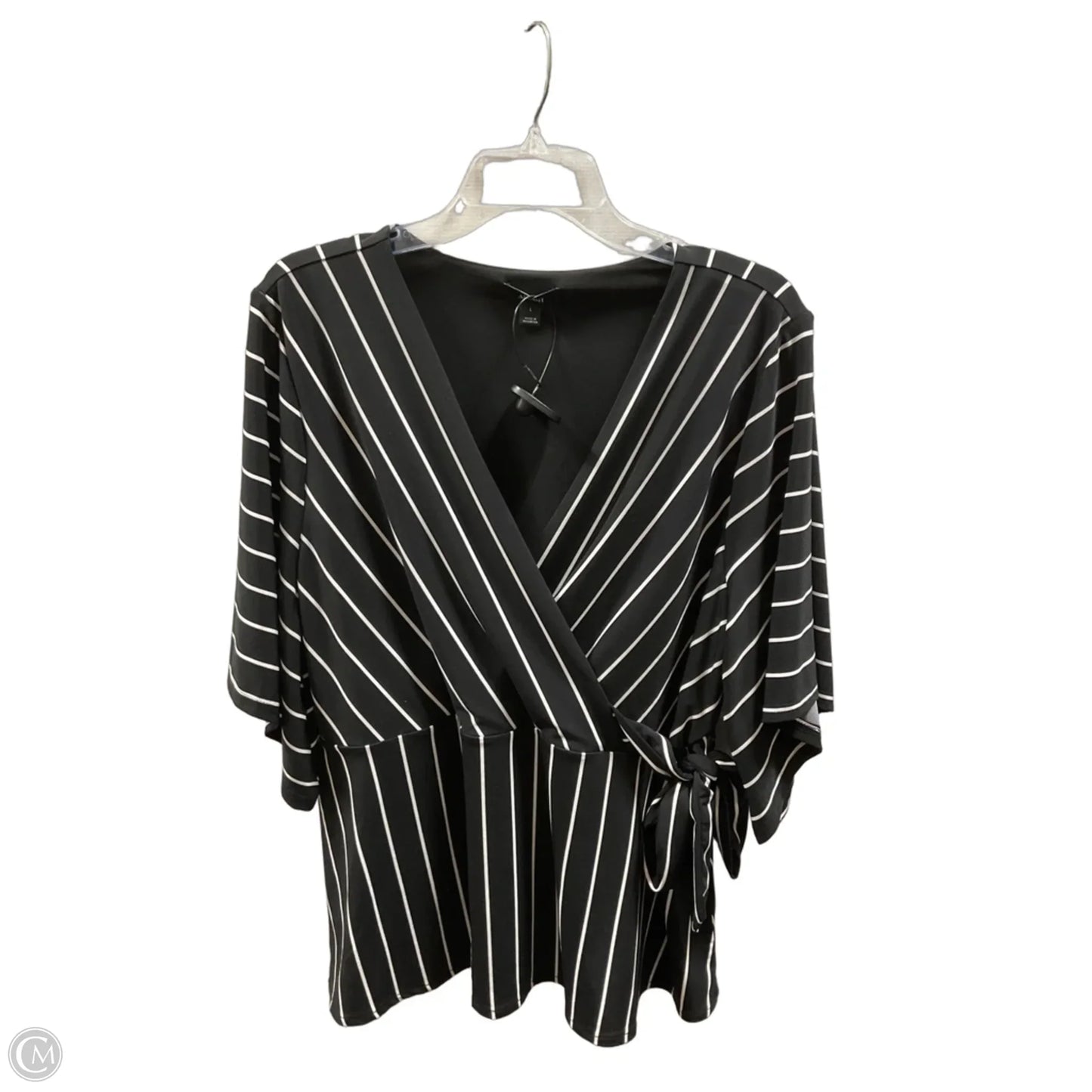 Top Short Sleeve By Alfani In Black, Size: L