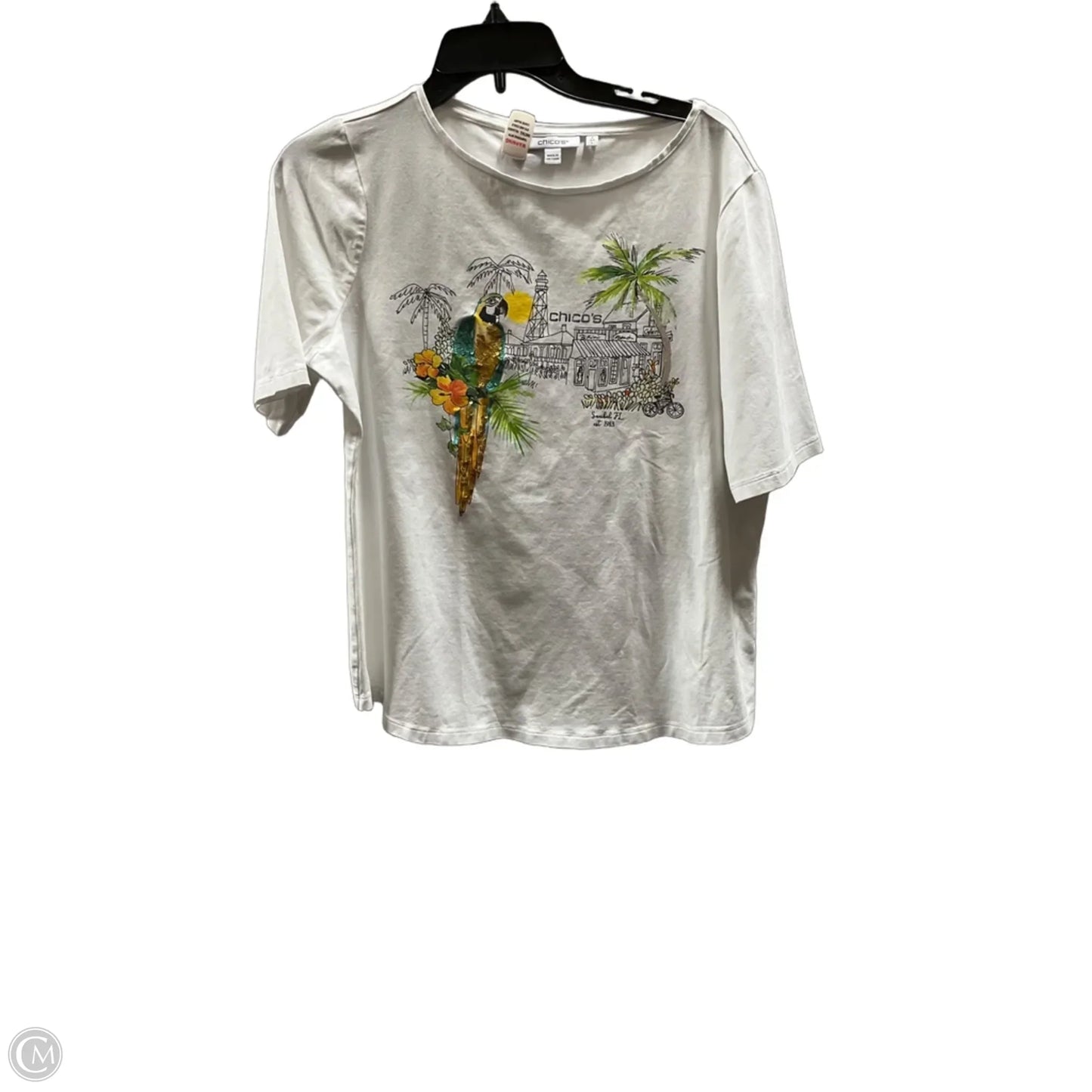 Top Short Sleeve By Chicos In White, Size: L