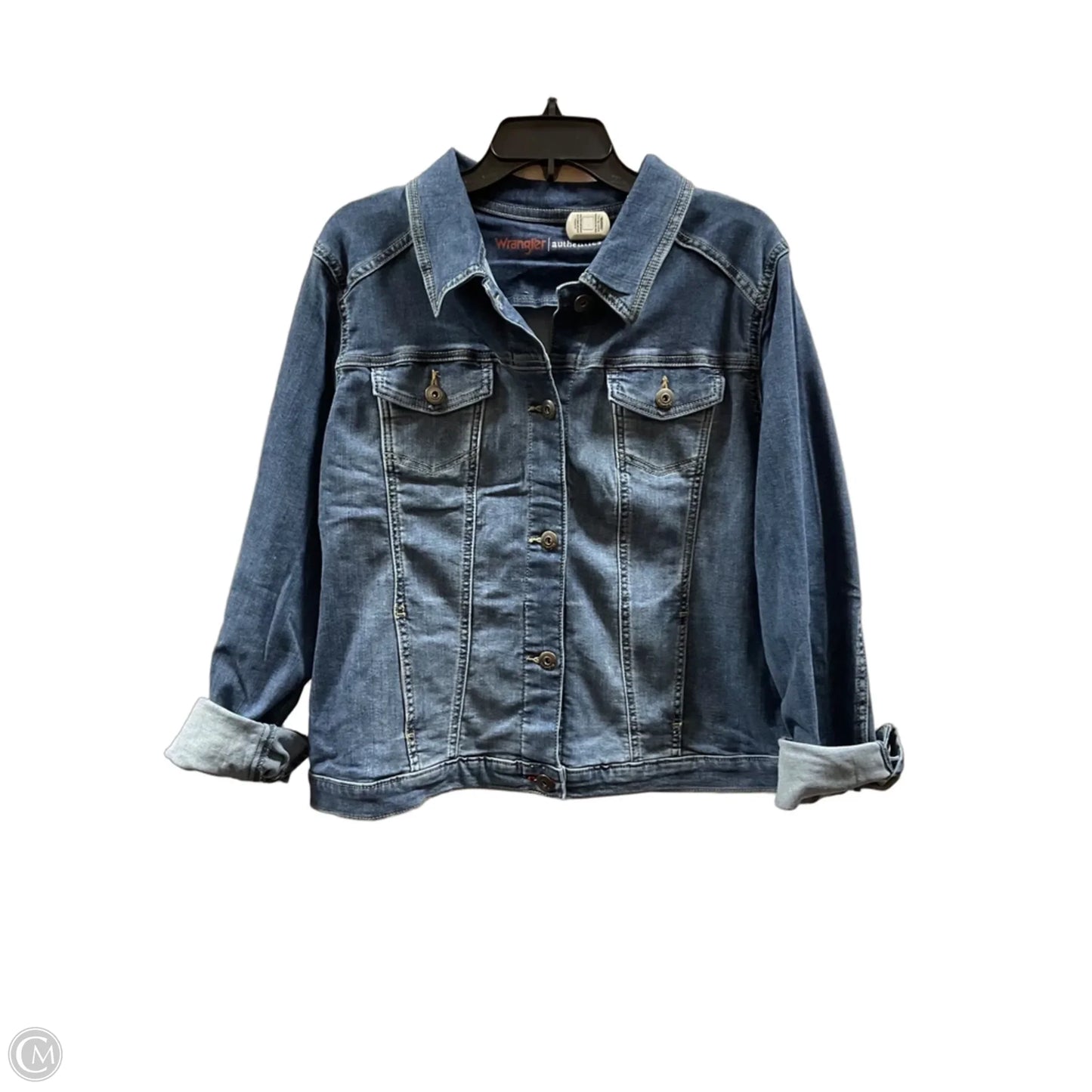 Jacket Denim By Wrangler In Blue, Size: Xl