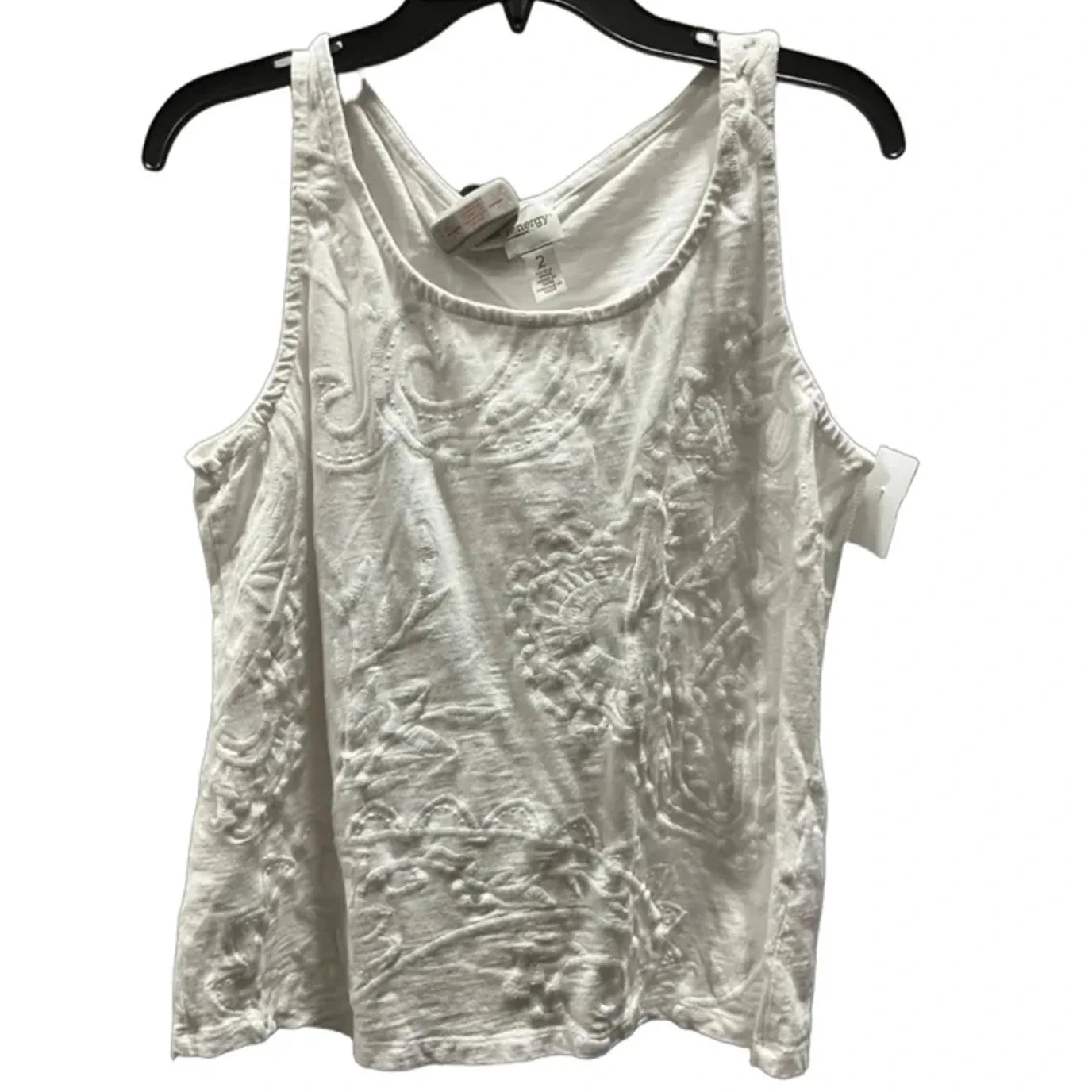 Top Sleeveless By Chicos In White, Size: L