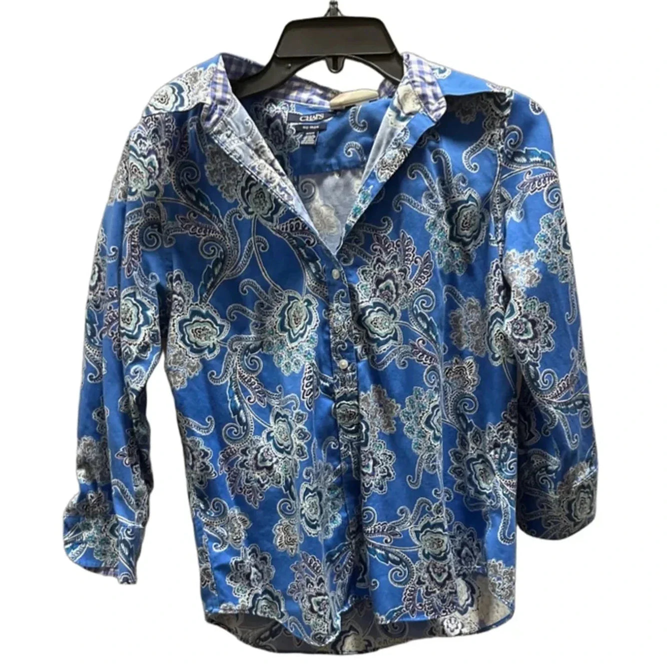 Blouse Long Sleeve By Chaps In Blue, Size: M