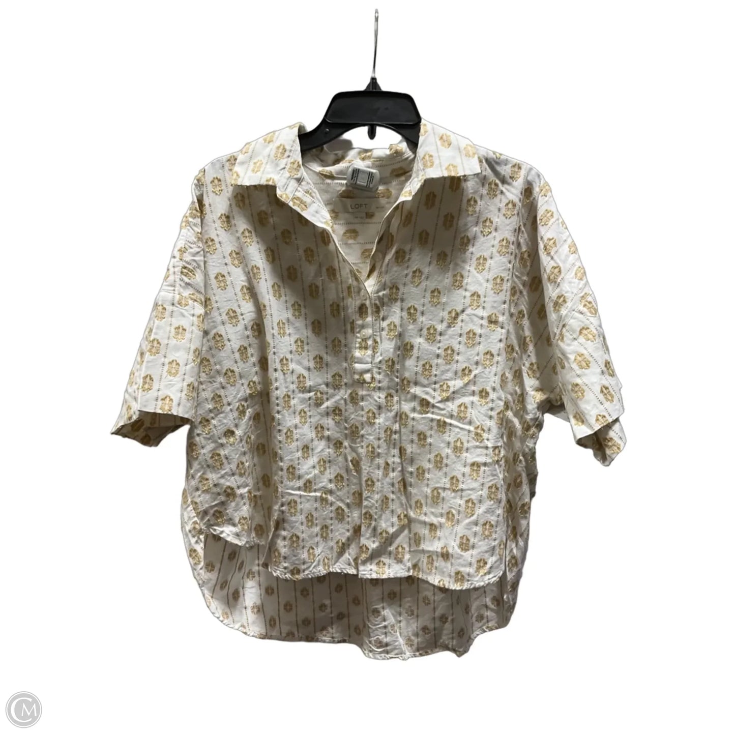 Top Short Sleeve By Loft In Tan, Size: Mp