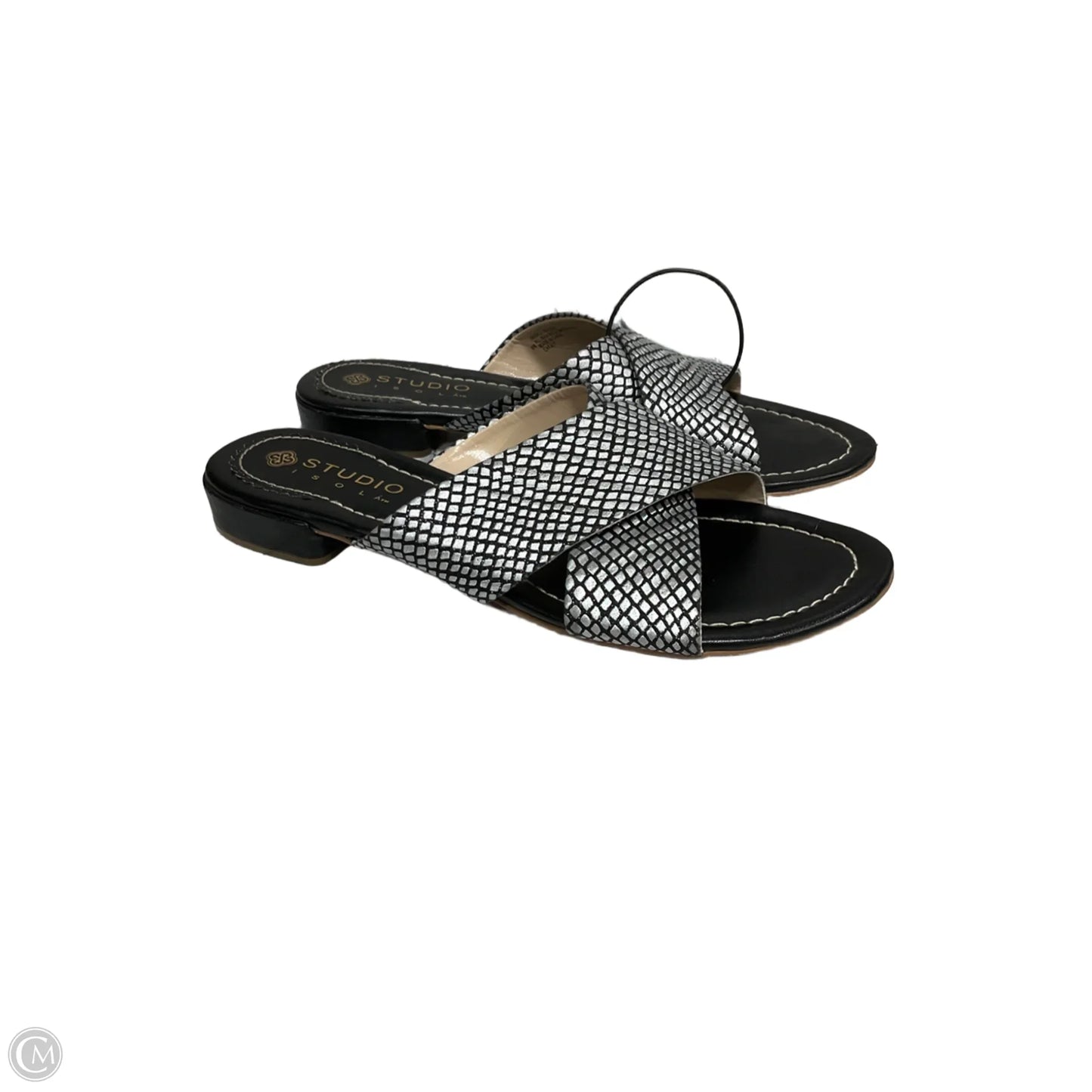 Sandals Flats By Clothes Mentor In Black Silver, Size: 8