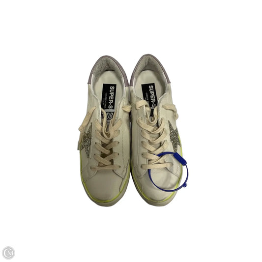 Shoes Luxury Designer By Golden Goose In Purple & Silver, Size: 9