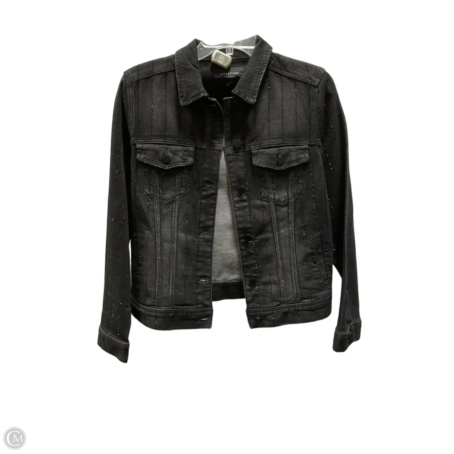 Jacket Denim By Liverpool In Black Denim, Size: S