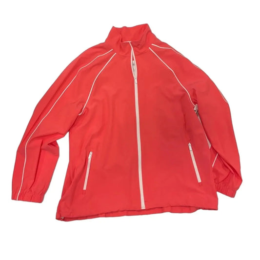 Jacket Windbreaker By Chicos In Coral, Size: L