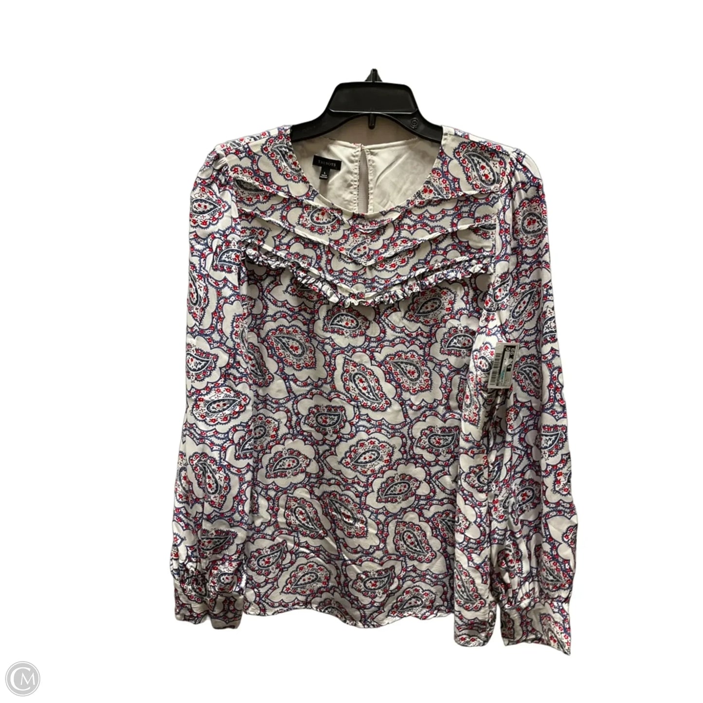 Top Long Sleeve By Talbots In Blue Red & White, Size: L