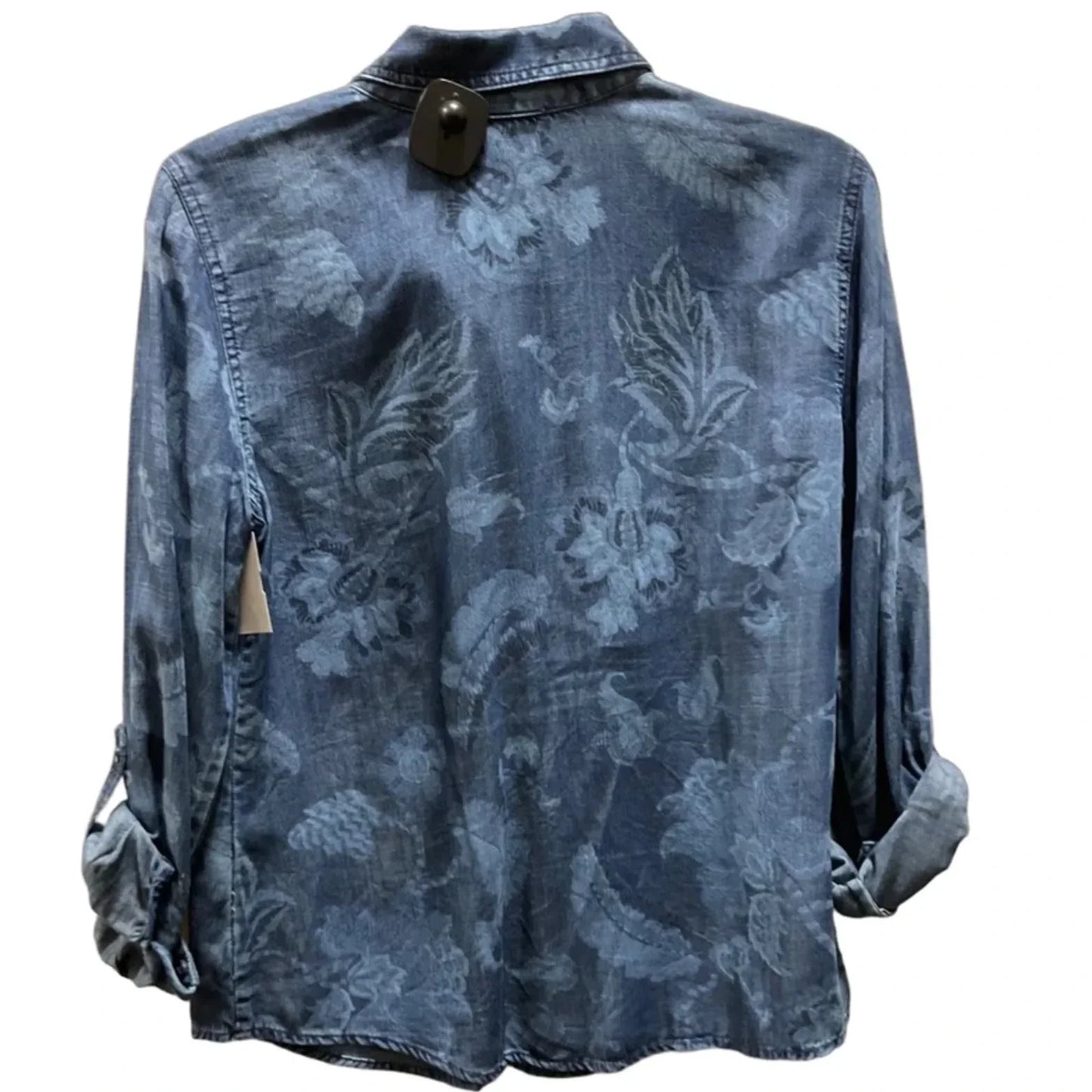 Blouse Long Sleeve By Chicos In Blue Denim, Size: S