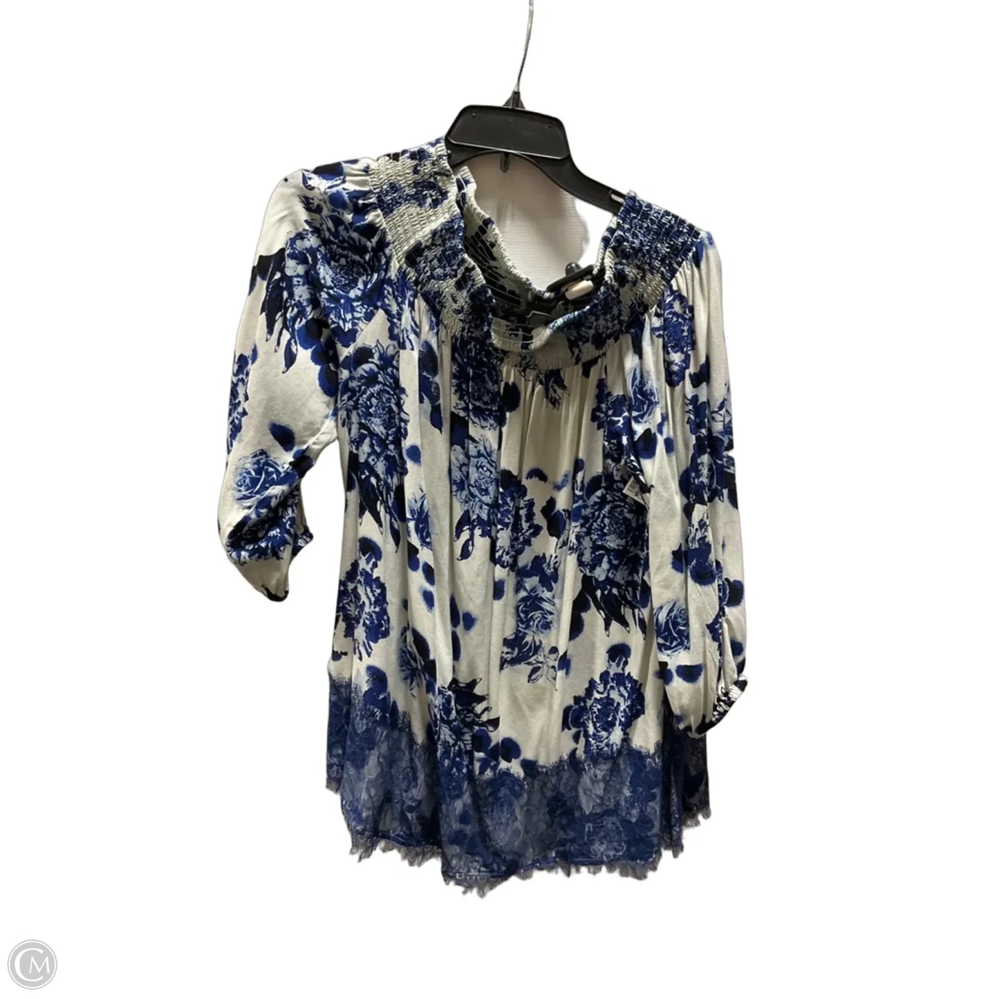 Top 3/4 Sleeve By Chelsea And Theodore In Blue & White, Size: S