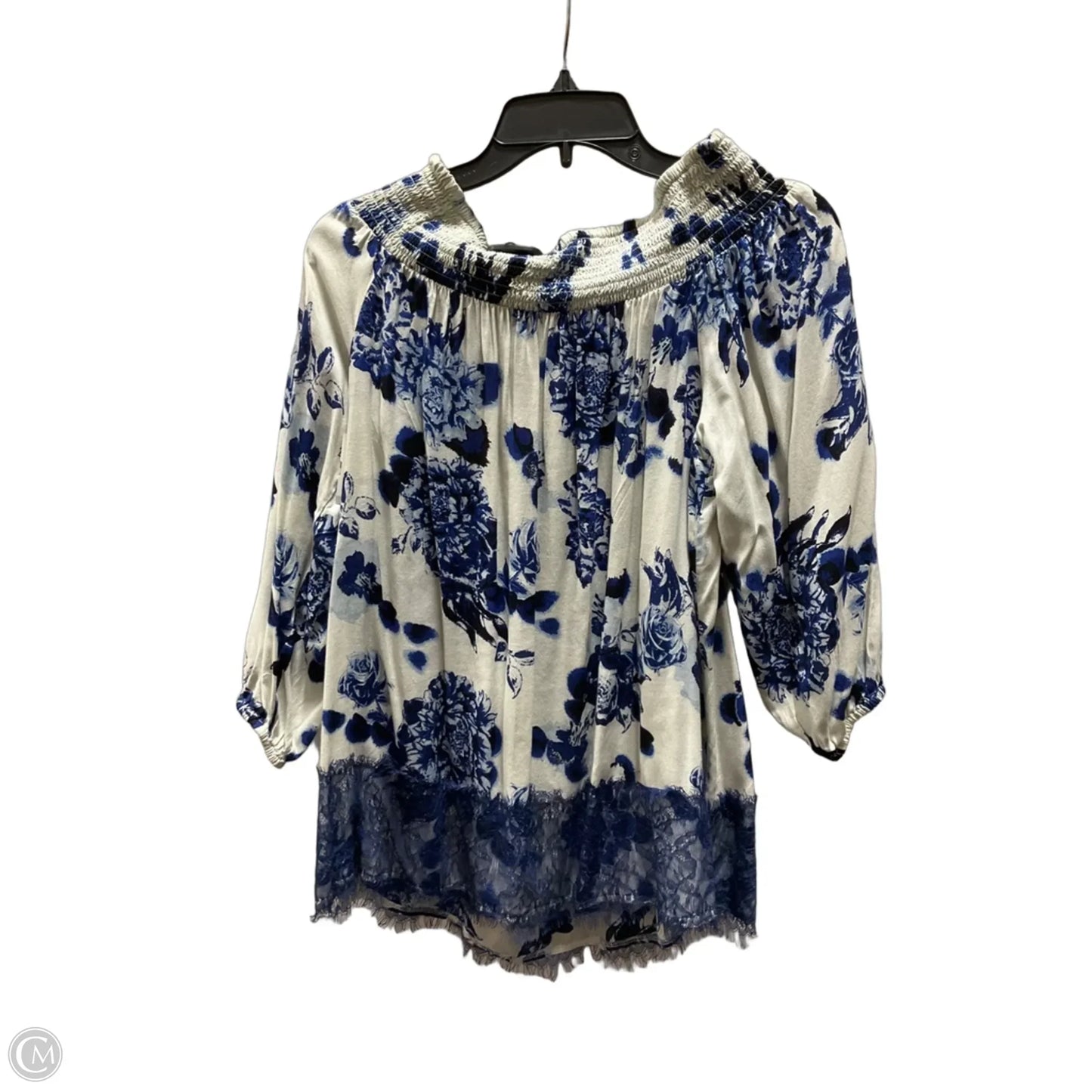 Top 3/4 Sleeve By Chelsea And Theodore In Blue & White, Size: S