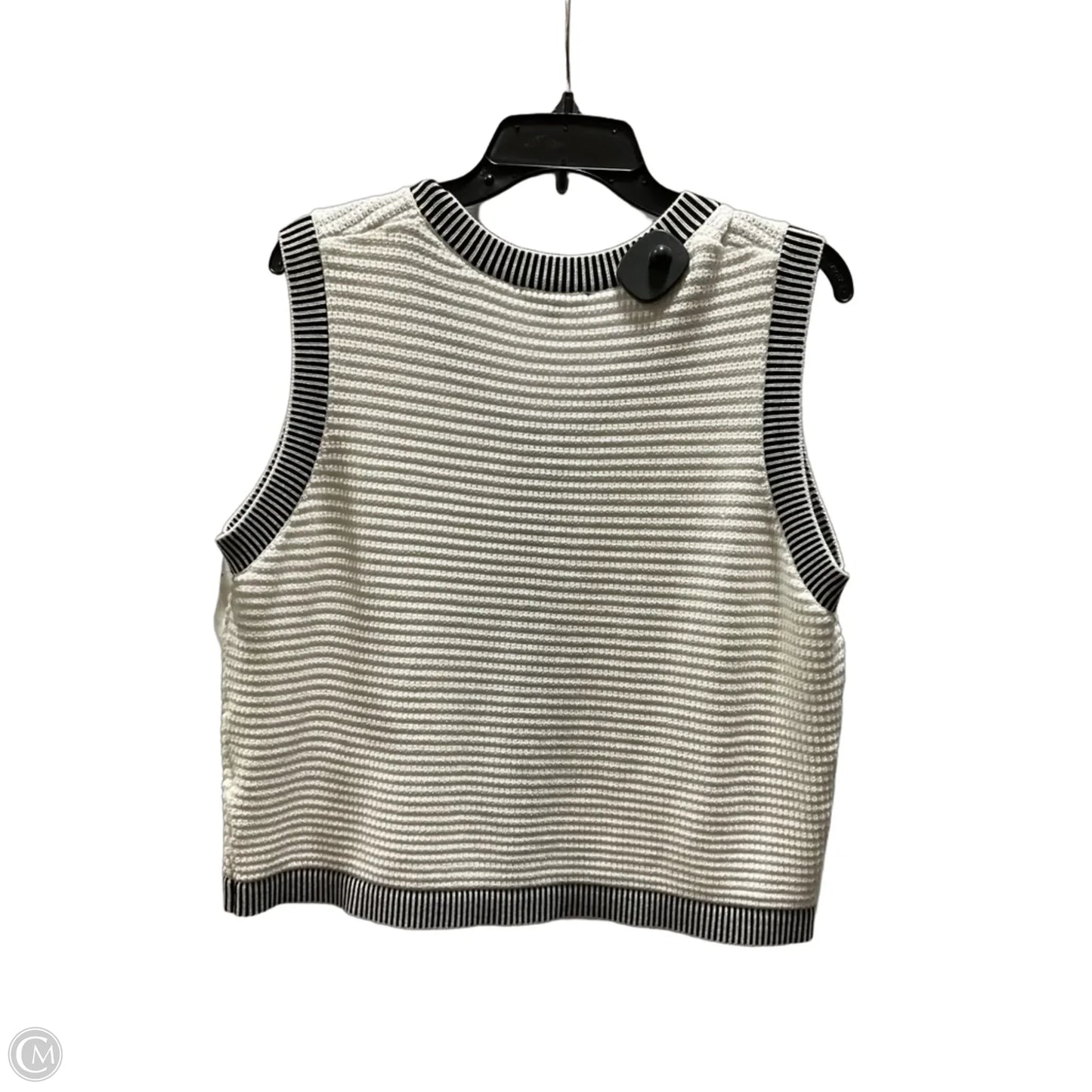 Vest Sweater By Adrianna Papell In Black & White, Size: Xl