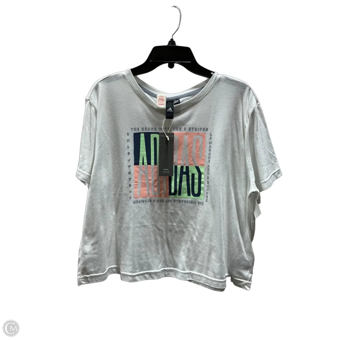 Athletic Top Short Sleeve By Adidas In White, Size: Xl