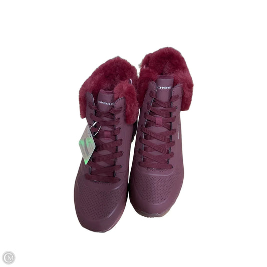 Boots Ankle Flats By Skechers In Maroon, Size: 8.5
