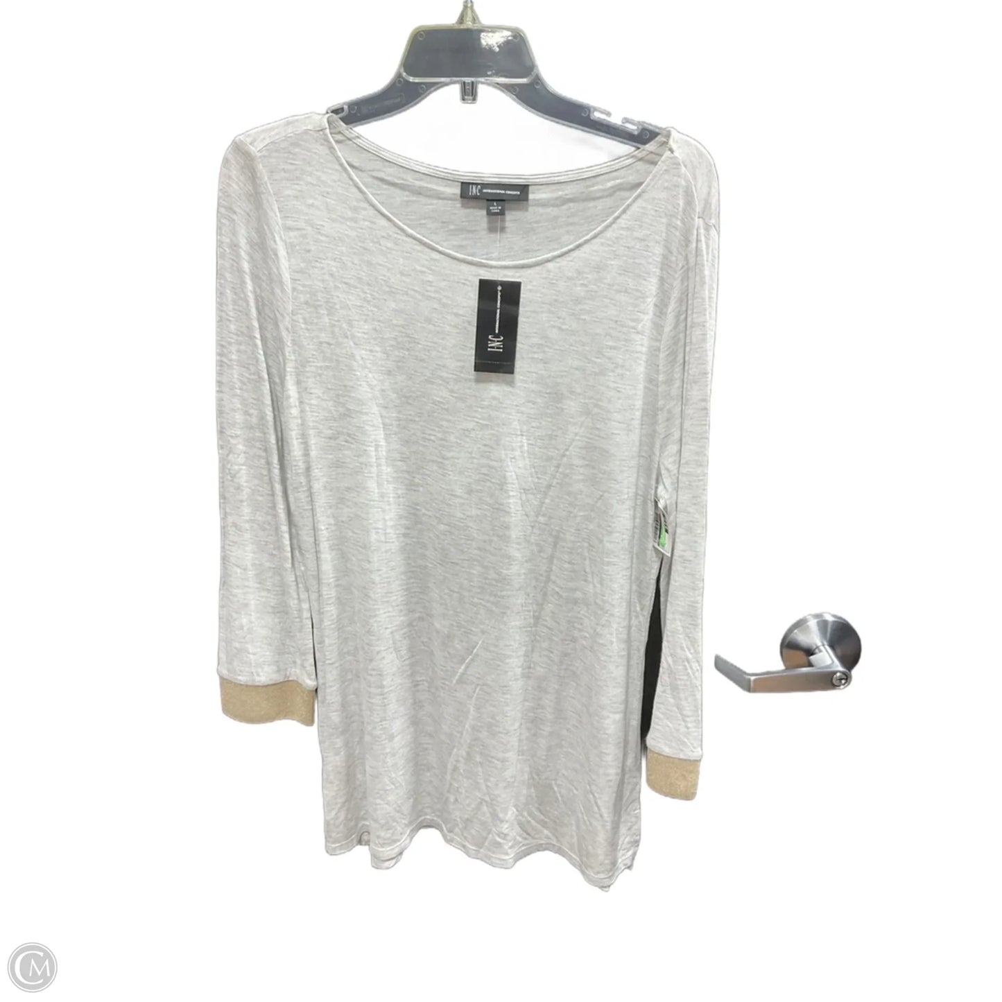 Top Long Sleeve Basic By Inc In Grey, Size: L