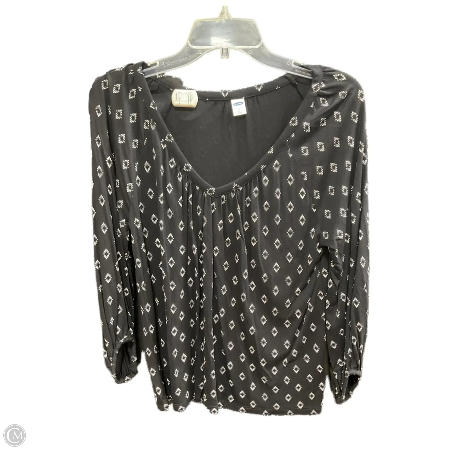 Top Long Sleeve Basic By Old Navy In Black & White, Size: S