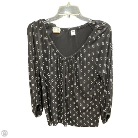 Top Long Sleeve Basic By Old Navy In Black & White, Size: S