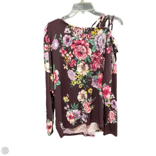 Top Long Sleeve By White Birch In Floral Print, Size: 1x