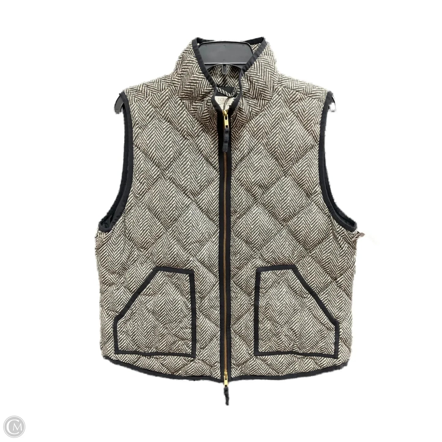 Vest Puffer & Quilted By J. Crew In Green & White, Size: Xl