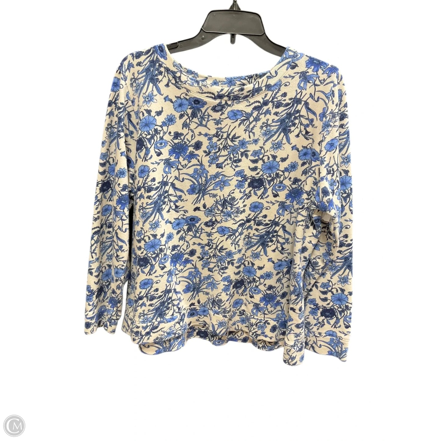 Top Long Sleeve By Talbots In Blue & White, Size: 1x