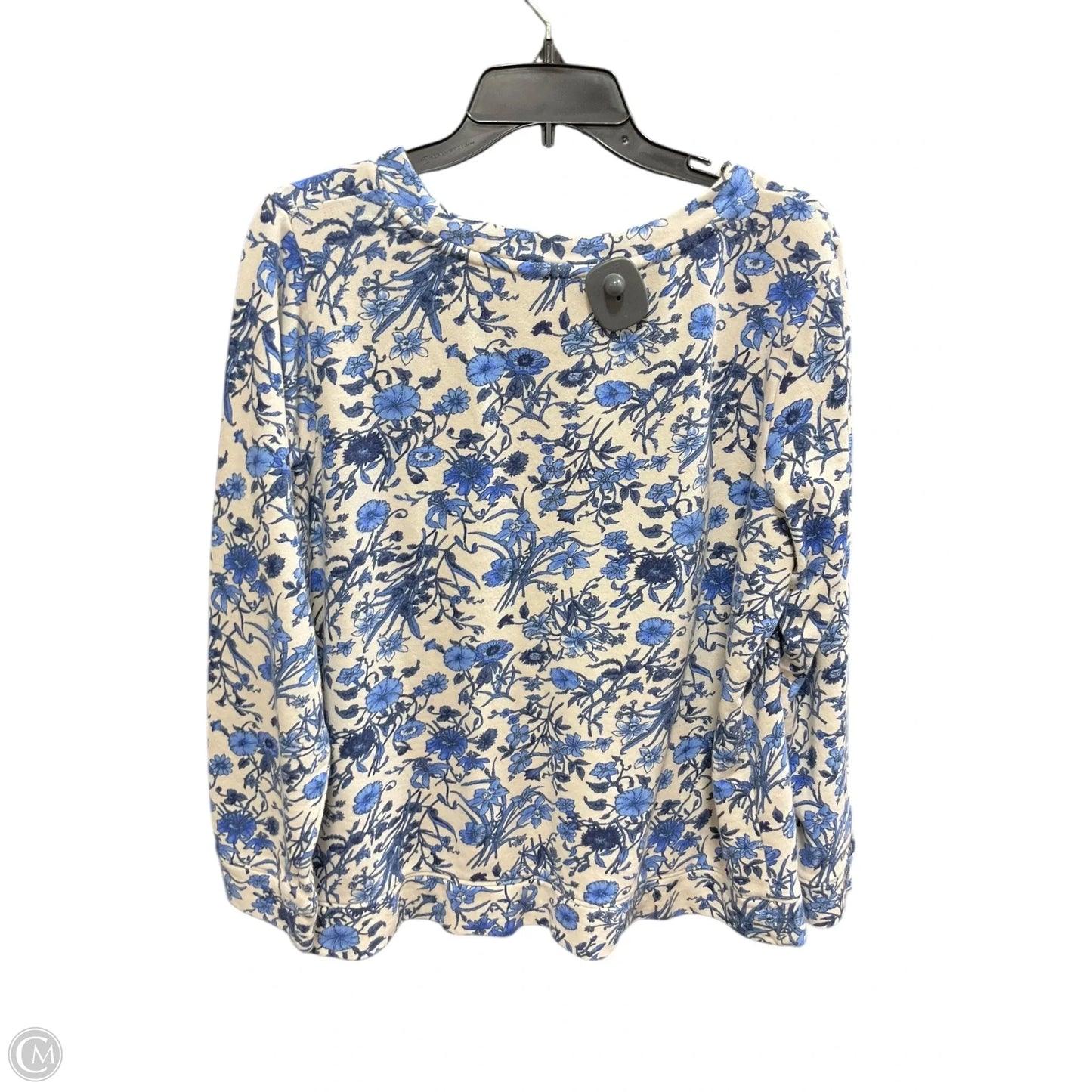 Top Long Sleeve By Talbots In Blue & White, Size: 1x