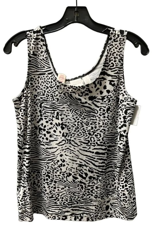 Top Sleeveless Basic By Chicos In Black & White, Size: M