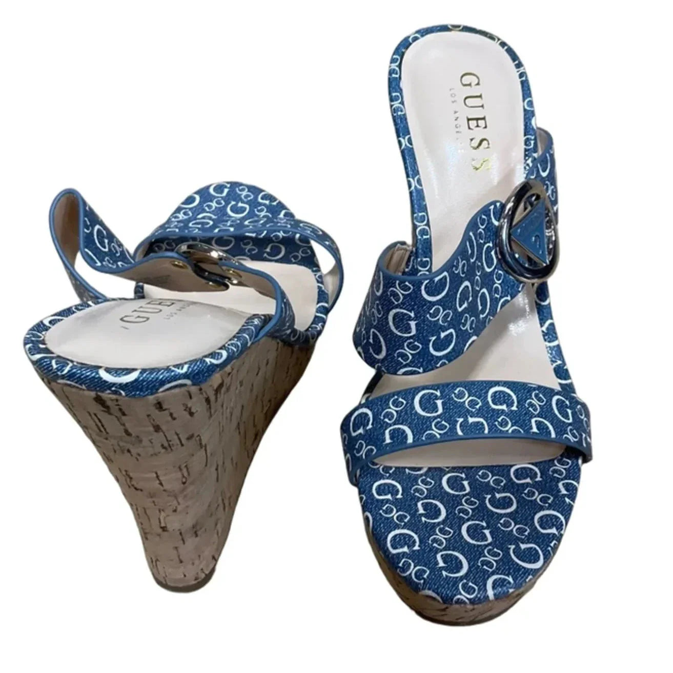 Sandals Heels Wedge By Guess In Blue, Size: 7