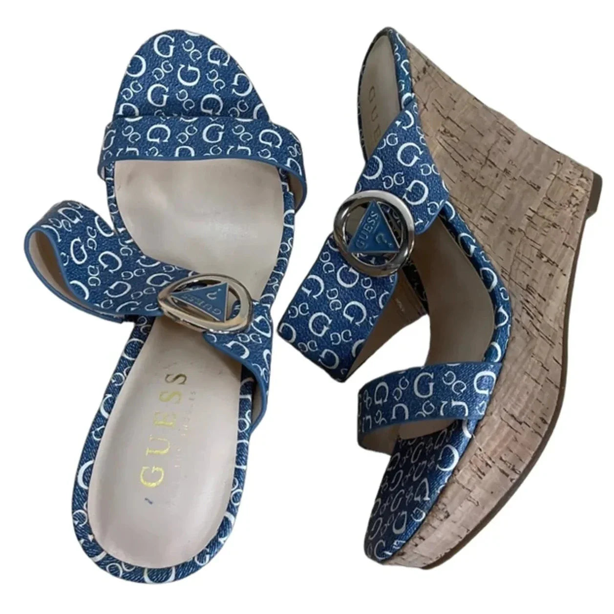 Sandals Heels Wedge By Guess In Blue, Size: 7