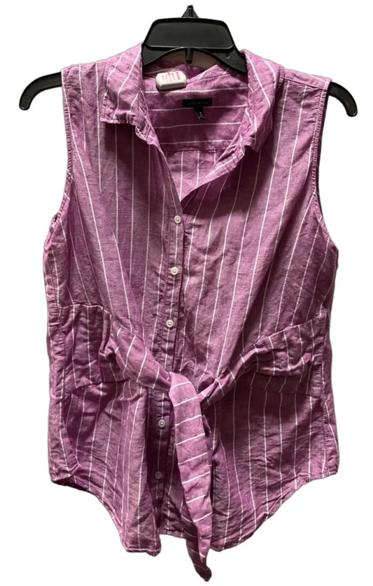 Blouse Sleeveless By Talbots In Striped Pattern, Size: M