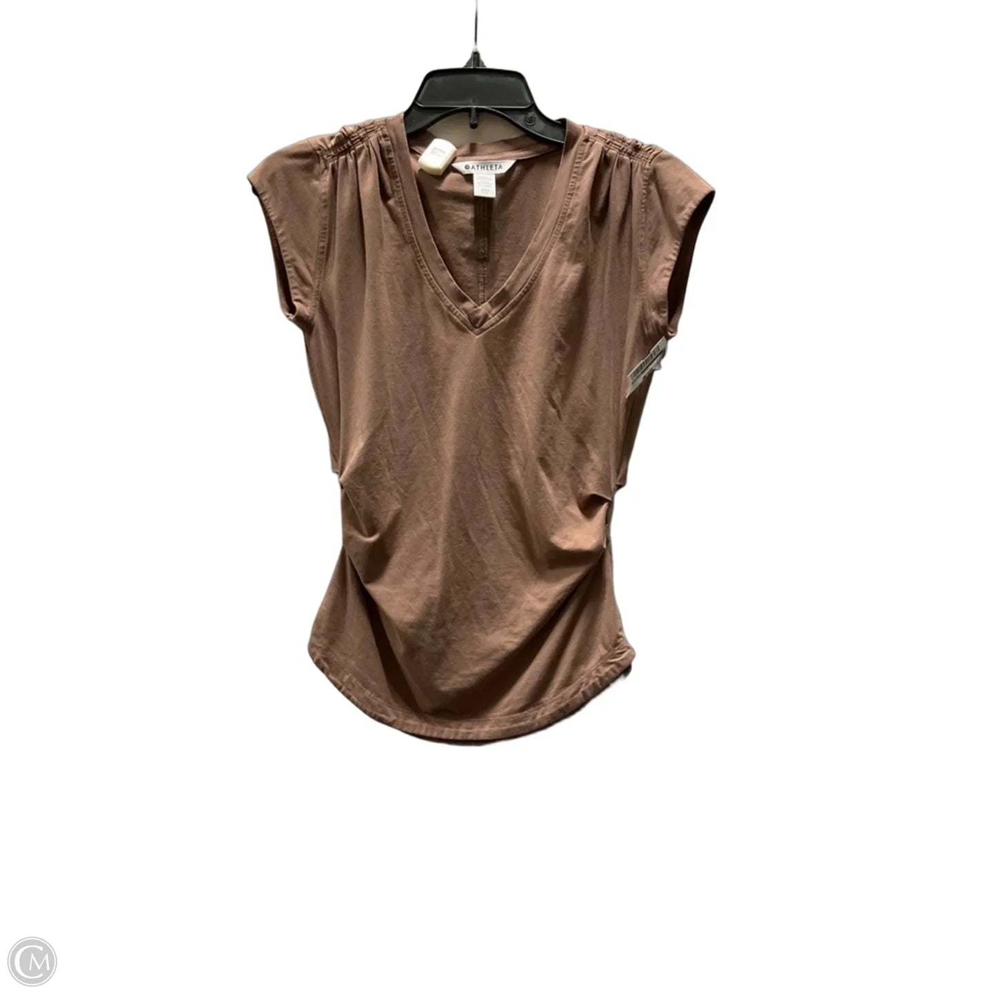 Athletic Top Short Sleeve By Athleta In Brown, Size: Xxs