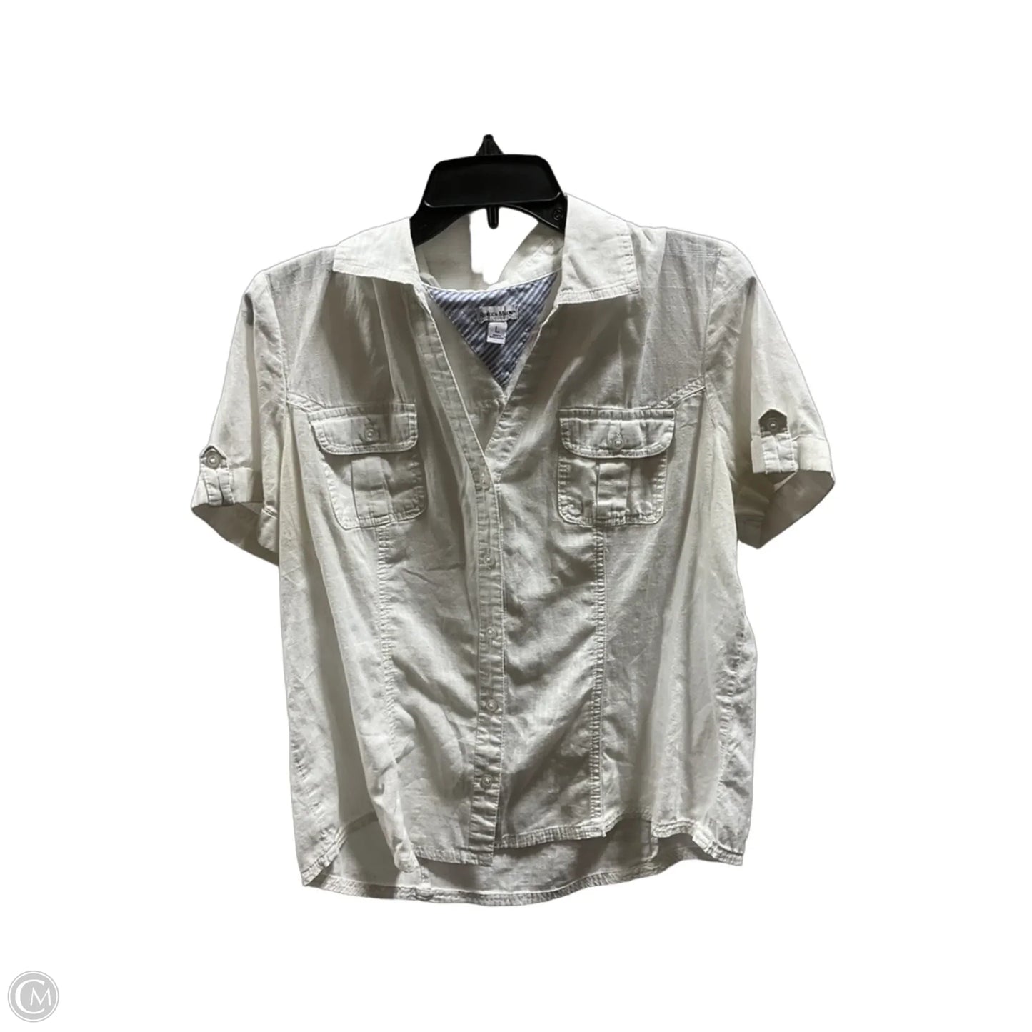 Blouse Short Sleeve By Rebecca Malone In White, Size: L