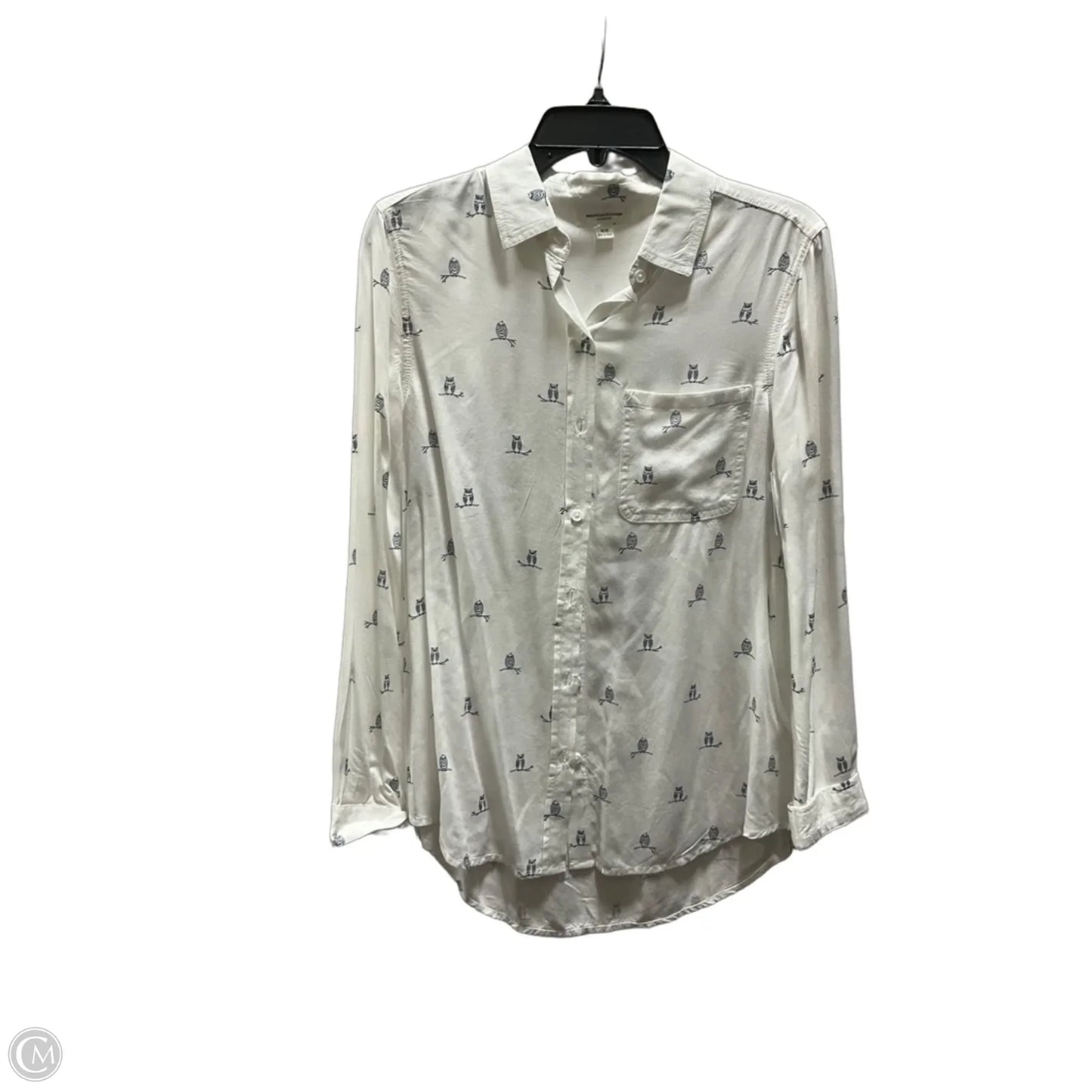 Blouse Long Sleeve By Beachlunchlounge In Blue & White, Size: M