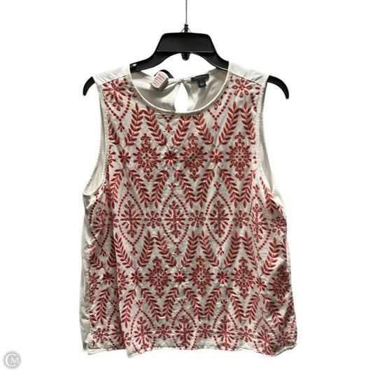 Top Sleeveless By Ann Taylor In Red & White, Size: L