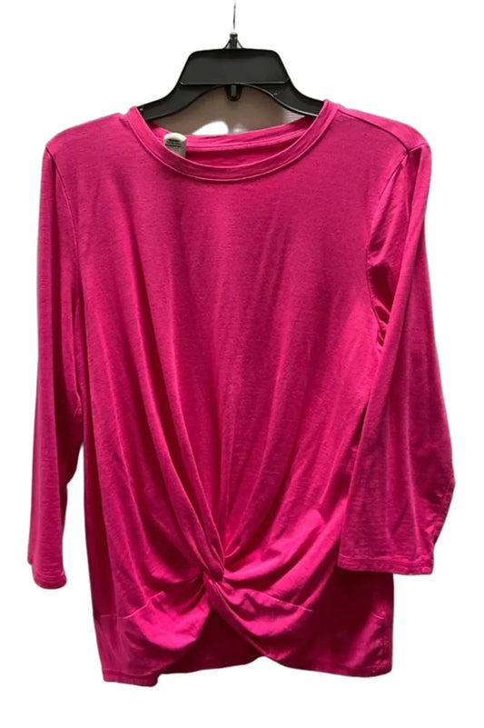 Top Long Sleeve Basic By Talbots In Pink, Size: L