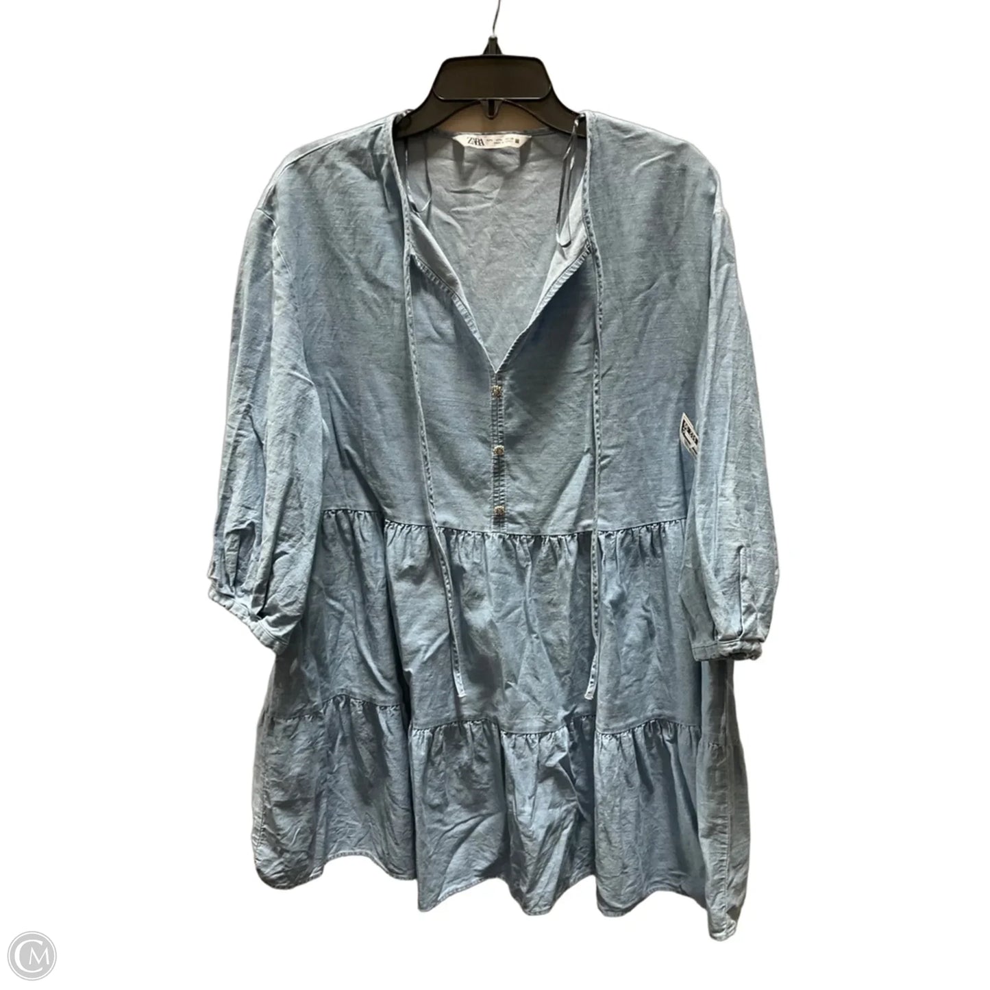 Dress Casual Midi By Zara In Blue, Size: L