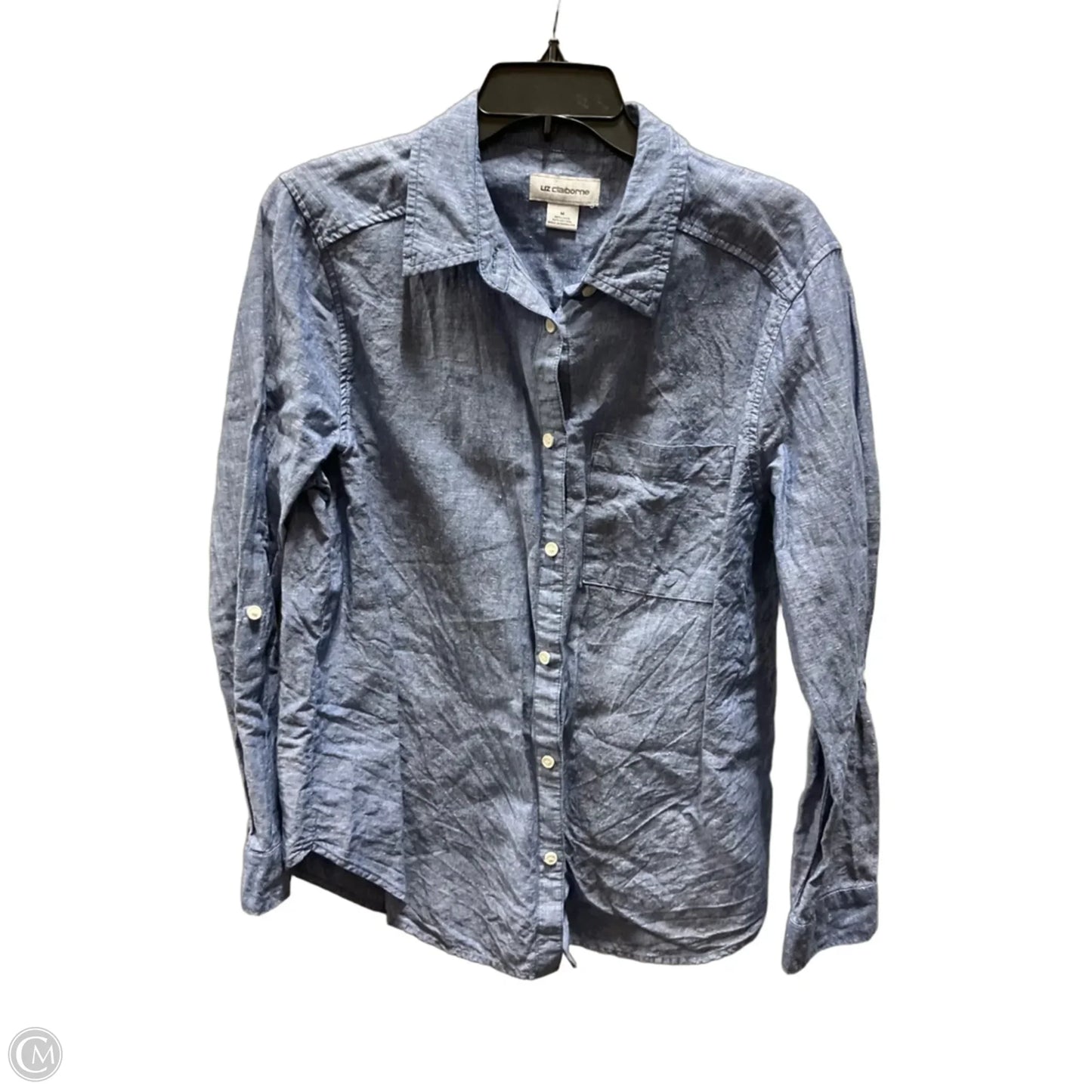 Blouse Long Sleeve By Liz Claiborne In Blue, Size: M