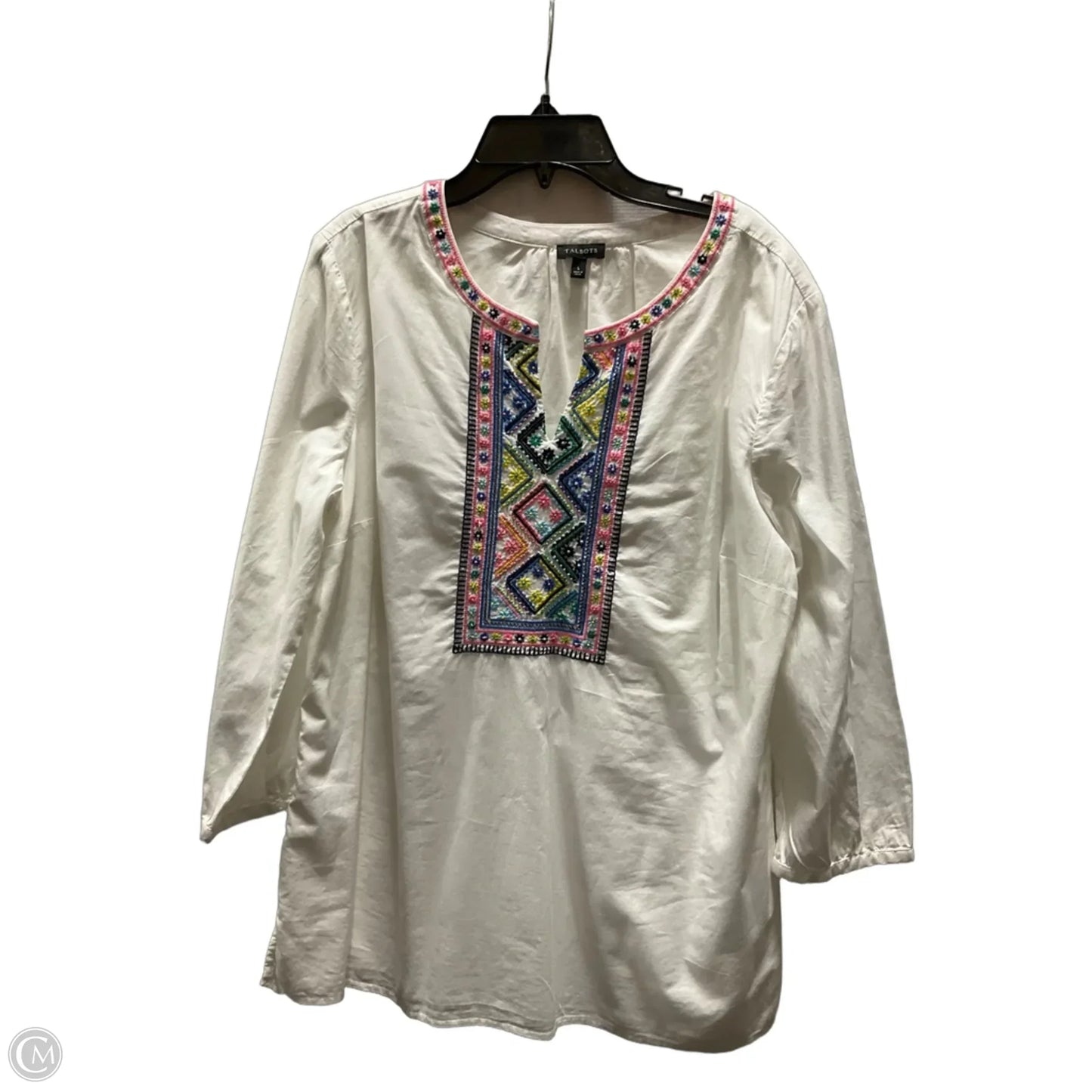 Top Long Sleeve By Talbots In White, Size: L