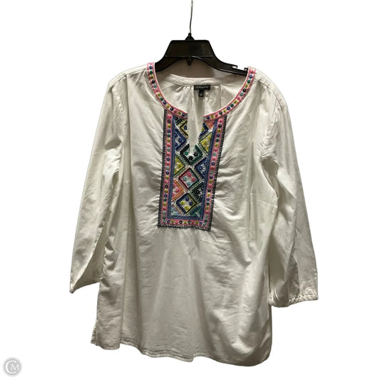 Top Long Sleeve By Talbots In White, Size: L