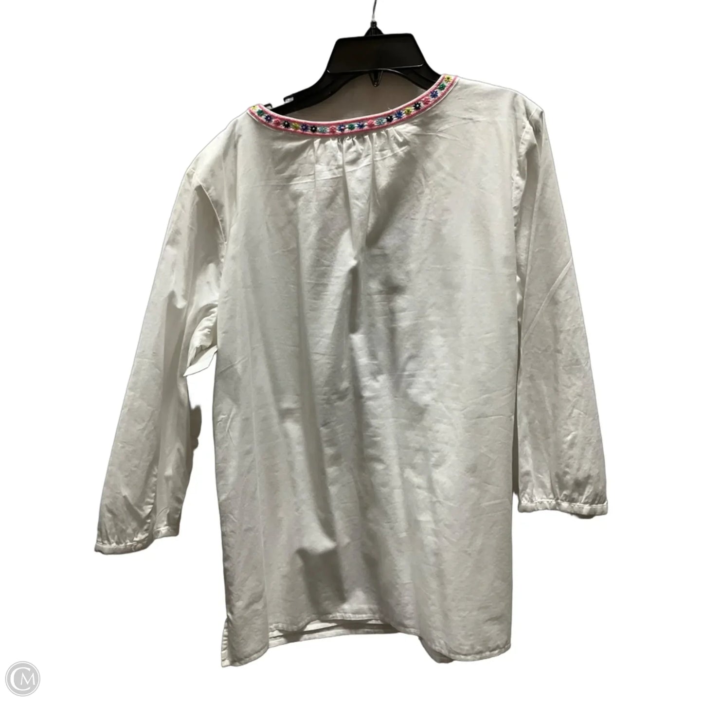 Top Long Sleeve By Talbots In White, Size: L