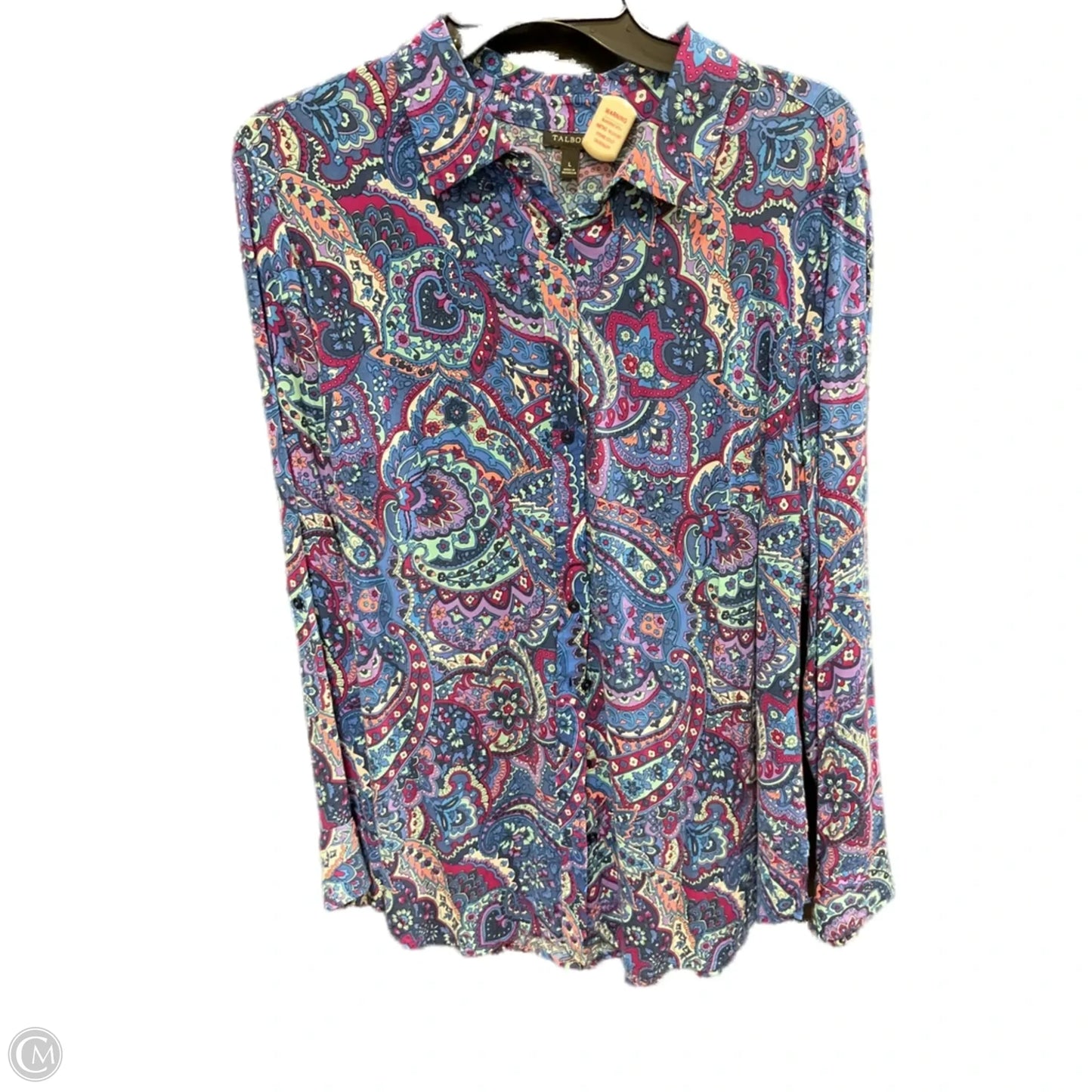 Blouse Long Sleeve By Talbots In Blue & Purple, Size: L