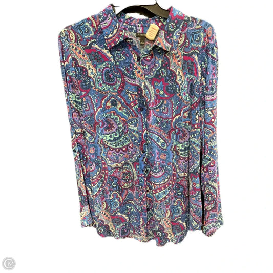 Blouse Long Sleeve By Talbots In Blue & Purple, Size: L