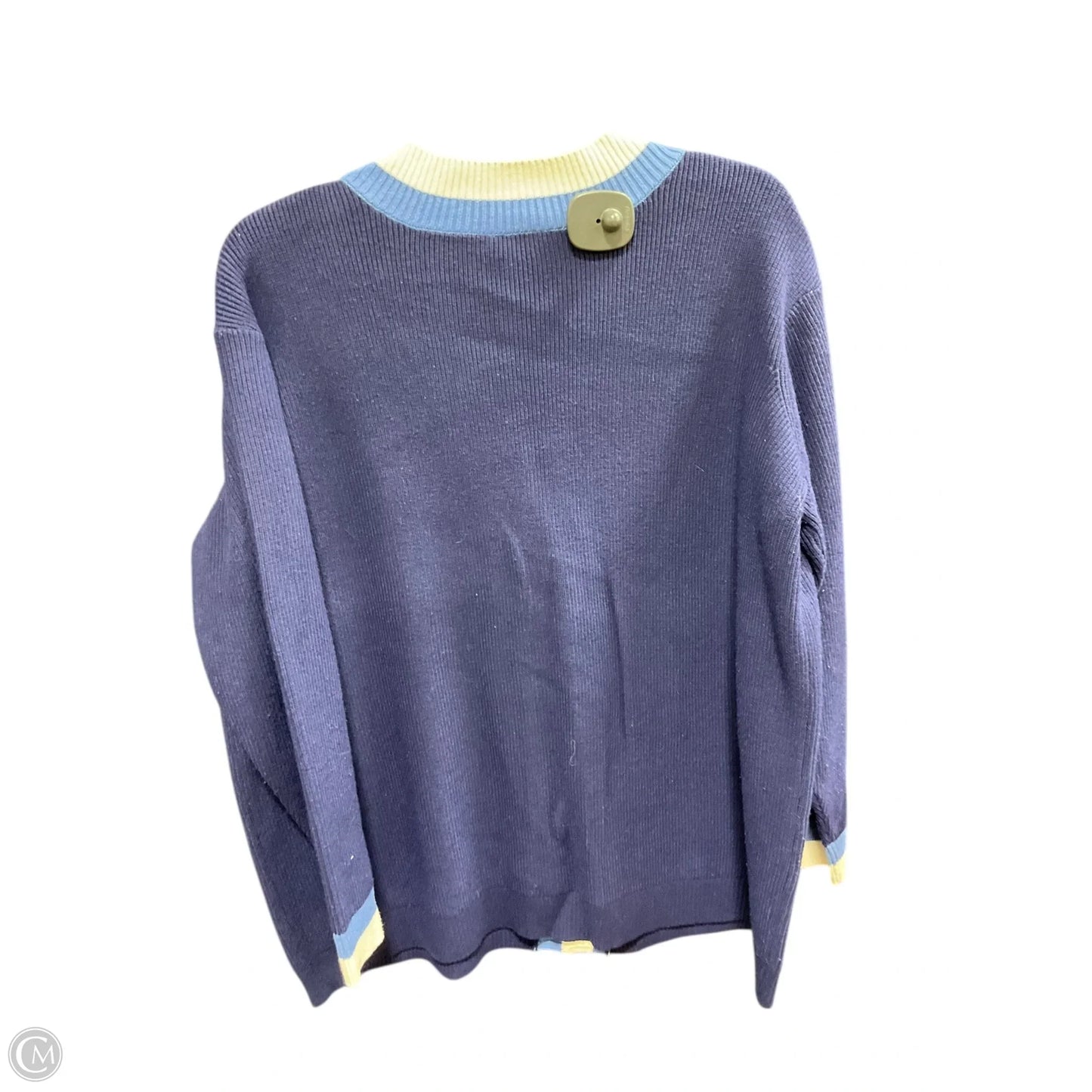 Sweater Cardigan By Denim And Company In Blue, Size: Xl