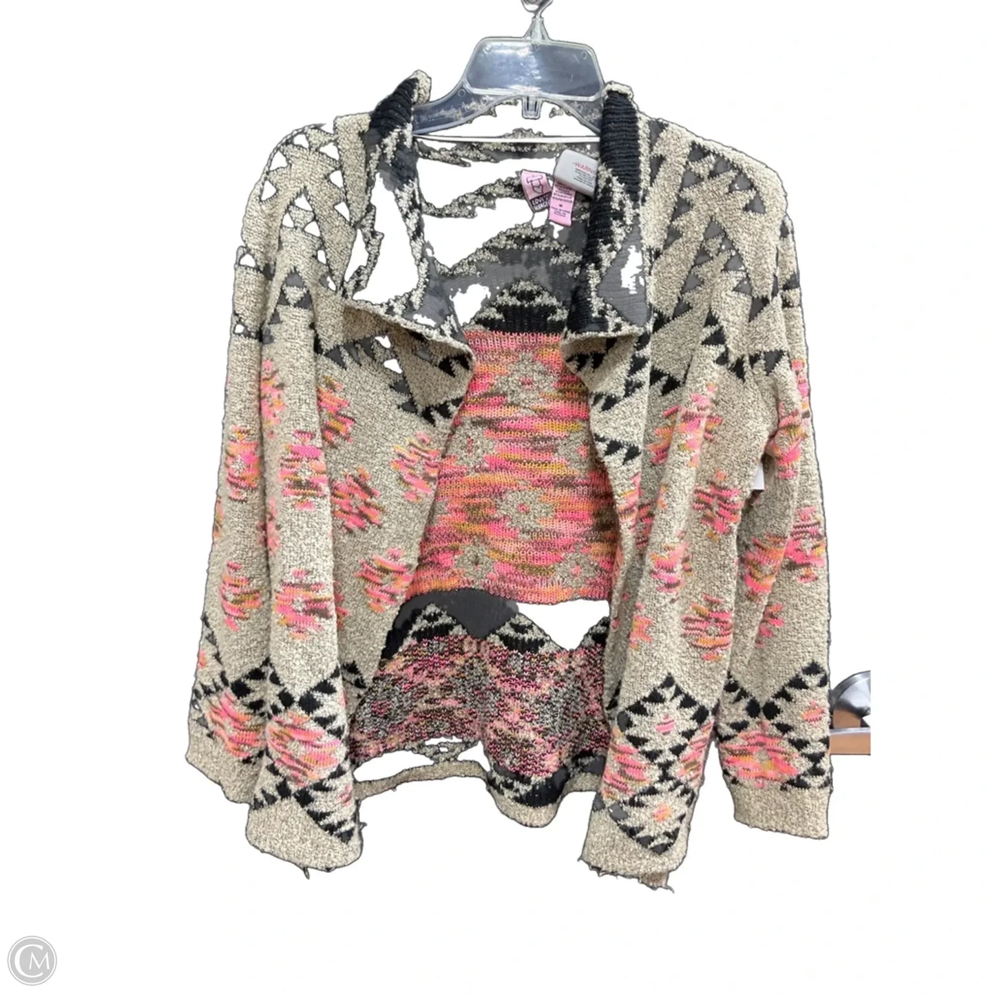 Sweater Cardigan By Love On A Hanger In Pink & Tan, Size: M