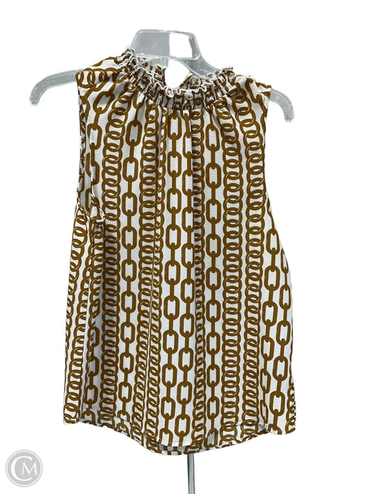 Top Sleeveless By Harve Bernard In Cream & Tan, Size: M