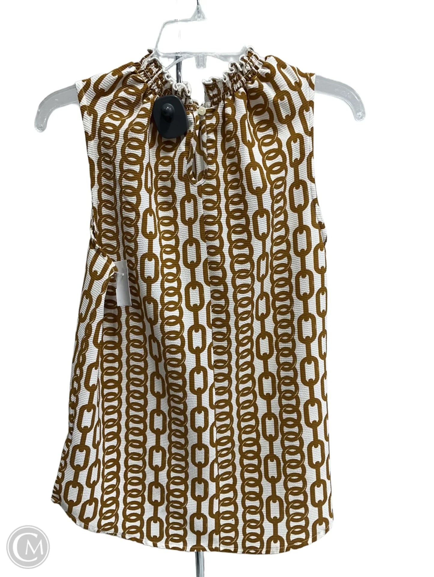 Top Sleeveless By Harve Bernard In Cream & Tan, Size: M