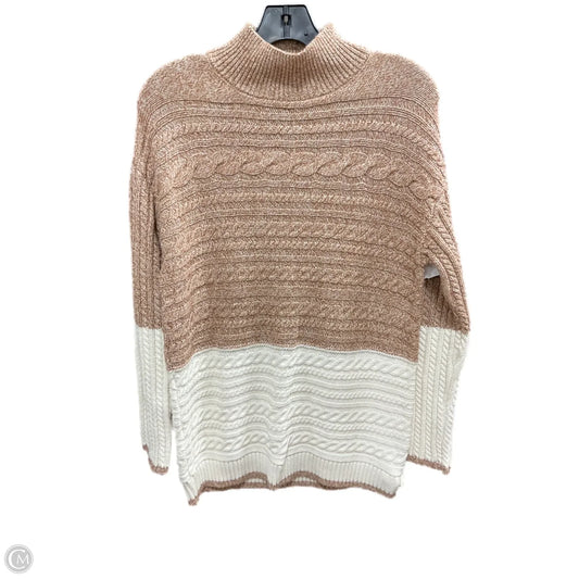 Sweater By Talbots In Orange & White, Size: M