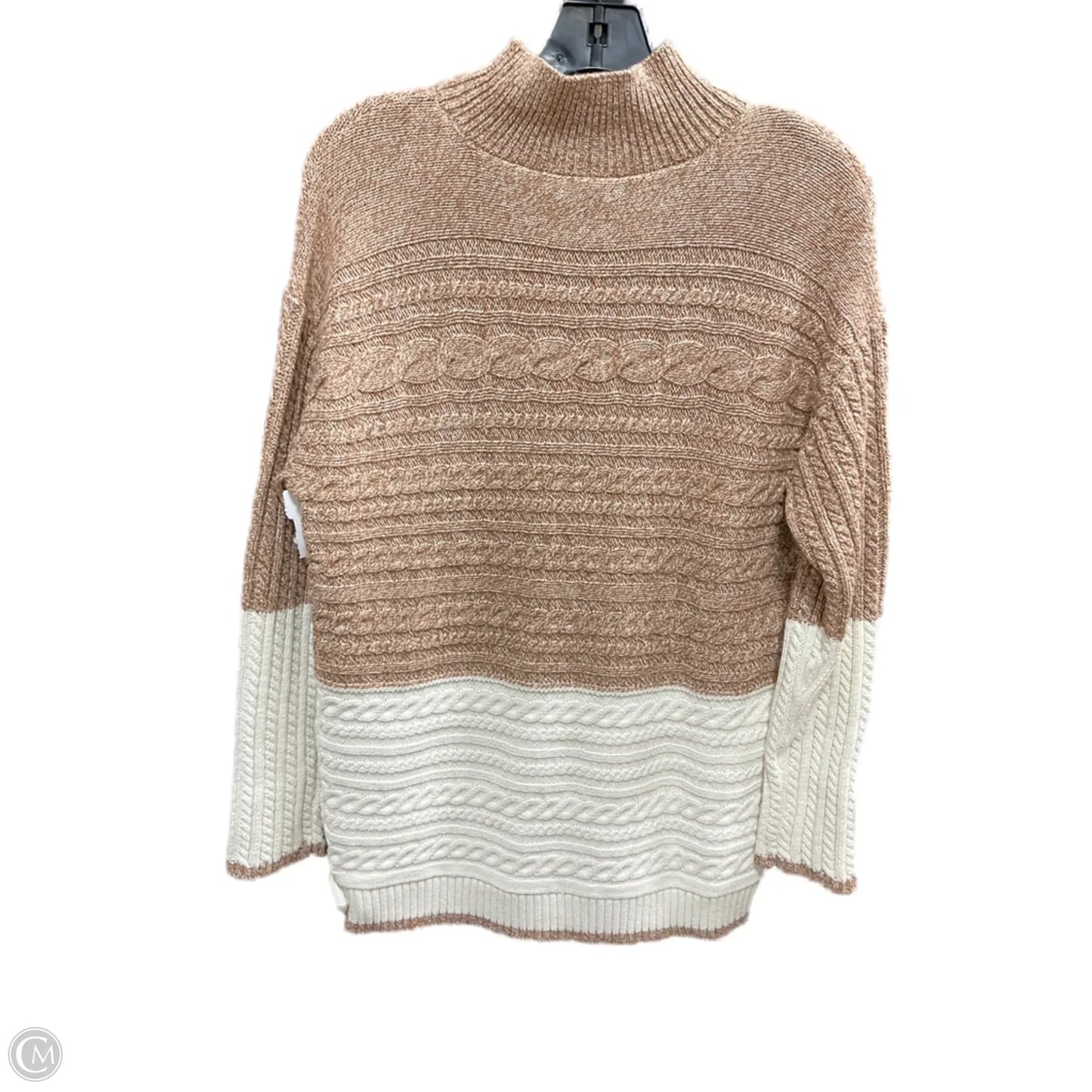 Sweater By Talbots In Orange & White, Size: M